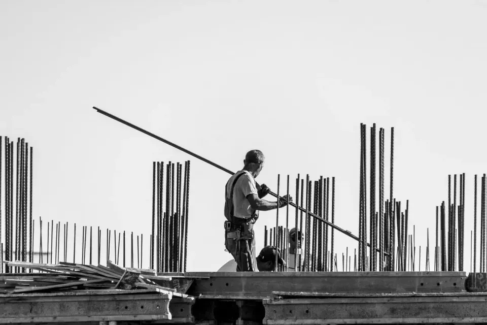construction, worker, steel rod, worksite